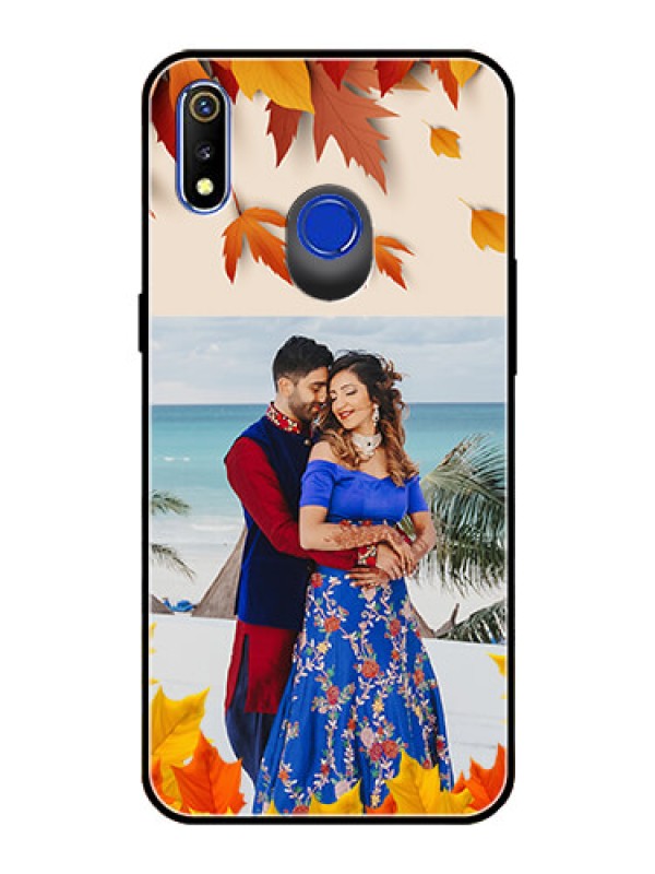Custom Realme 3i Photo Printing on Glass Case  - Autumn Maple Leaves Design