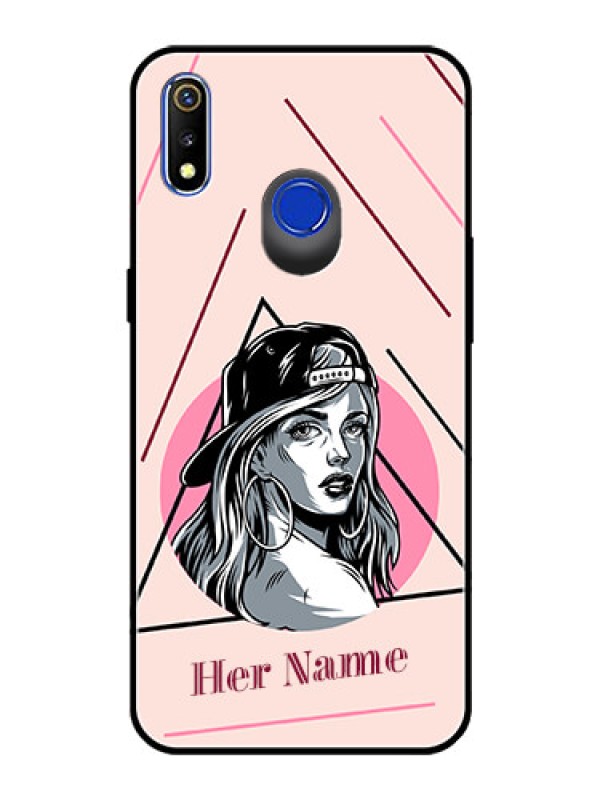 Custom Realme 3I Personalized Glass Phone Case - Rockstar Girl Design