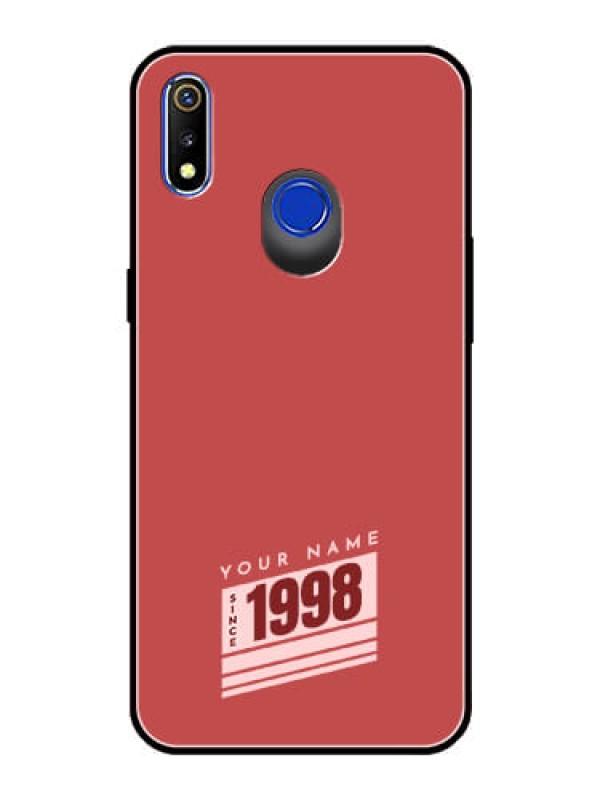 Custom Realme 3I Custom Glass Phone Case - Red custom year of birth Design