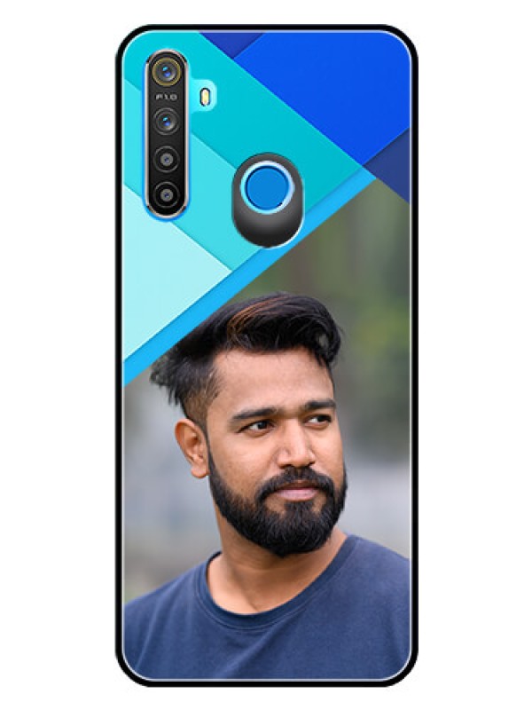 Custom Realme 5 Custom Glass Phone Case  - Blue Pattern Design