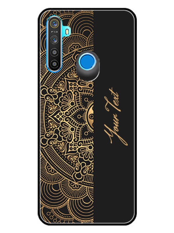 Custom Realme 5 Photo Printing on Glass Case - Mandala art with custom text Design