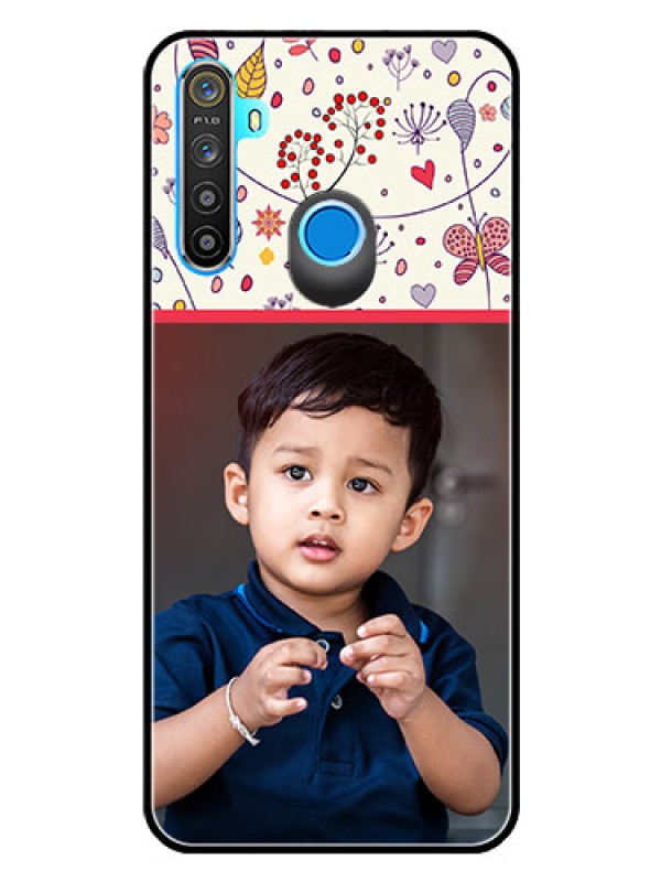 Custom Realme 5i Custom Glass Mobile Case  - Premium Floral Design