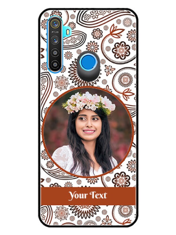 Custom Realme 5i Custom Glass Mobile Case  - Abstract Floral Design 
