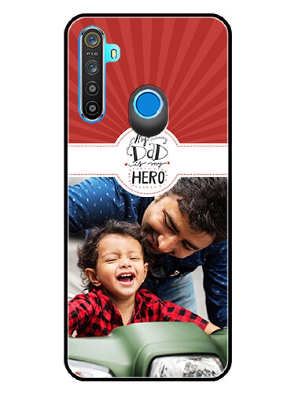 Custom Realme 5i Photo Printing on Glass Case  - My Dad Hero Design