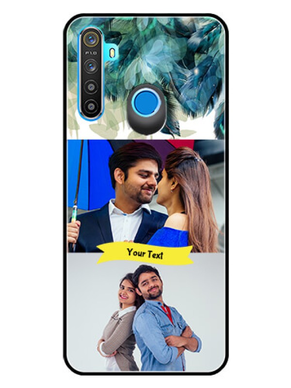 Custom Realme 5i Personalized Glass Phone Case  - Image with Boho Peacock Feather Design