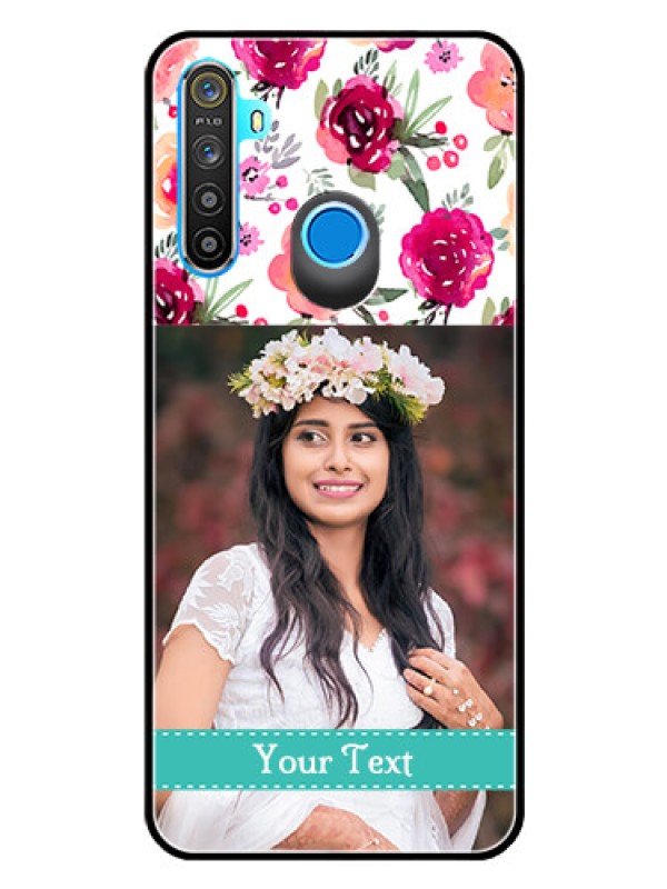 Custom Realme 5i Custom Glass Phone Case  - Watercolor Floral Design