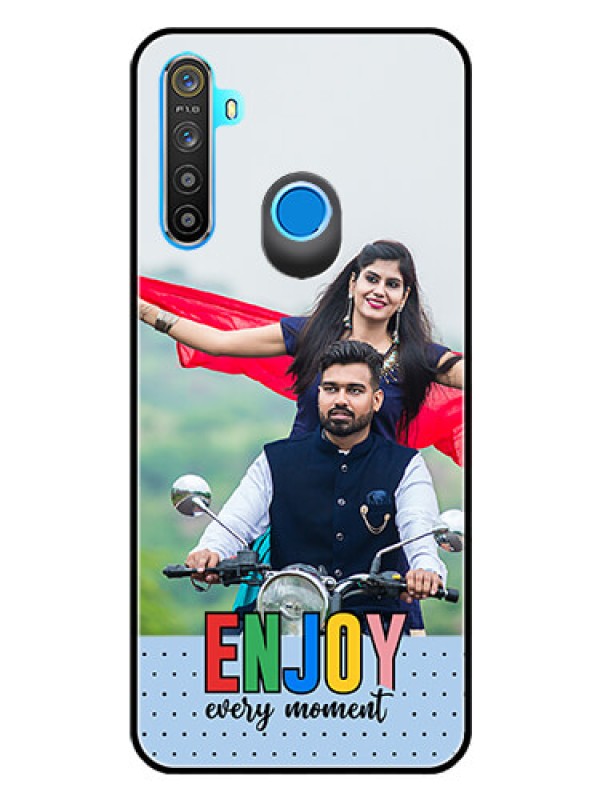 Custom Realme 5i Photo Printing on Glass Case - Enjoy Every Moment Design