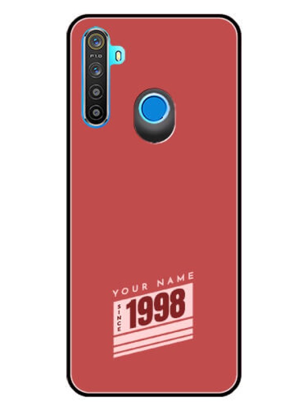 Custom Realme 5i Custom Glass Phone Case - Red custom year of birth Design