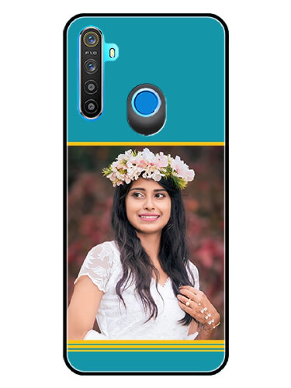 Custom Realme 5s Custom Glass Phone Case  - Yellow & Blue Design 