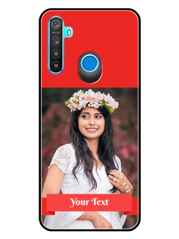 Custom Realme 5s Custom Glass Phone Case  - Simple Red Color Design