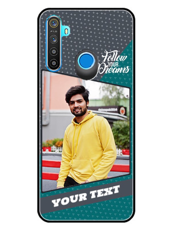 Custom Realme 5s Personalized Glass Phone Case  - Background Pattern Design with Quote