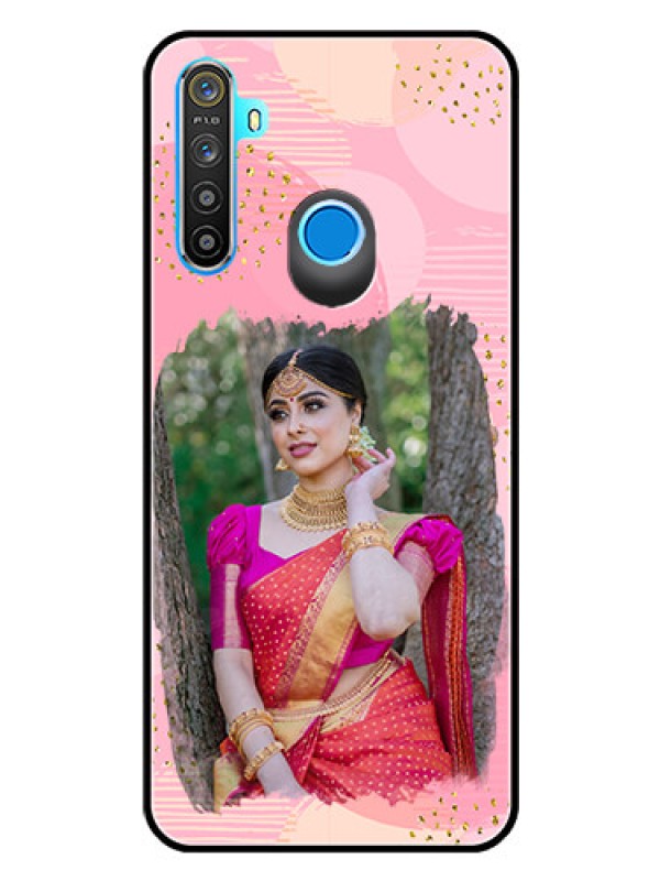 Custom Realme 5s Personalized Glass Phone Case  - Gold Glitter Splash Design