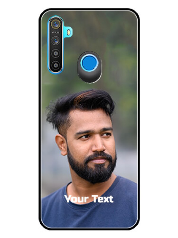 Custom Realme 5s Glass Mobile Cover: Photo with Text