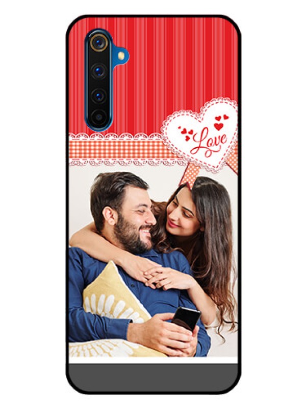 Custom Realme 6 Pro Custom Glass Mobile Case  - Red Love Pattern Design