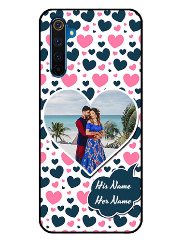 Custom Realme 6 Pro Custom Glass Phone Case  - Pink & Blue Heart Design