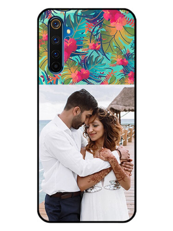 Custom Realme 6 Pro Photo Printing on Glass Case  - Watercolor Floral Design