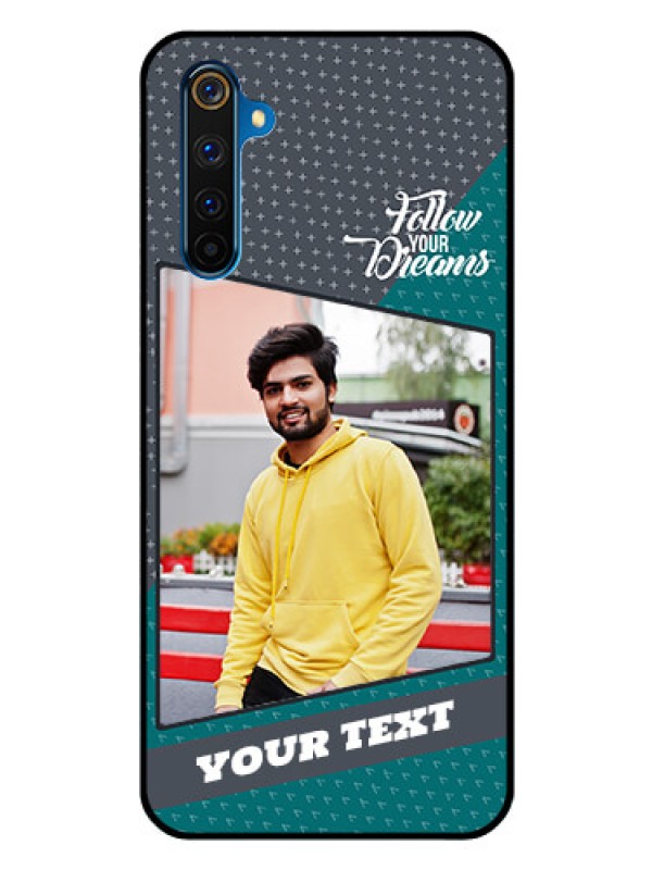 Custom Realme 6 Pro Personalized Glass Phone Case  - Background Pattern Design with Quote
