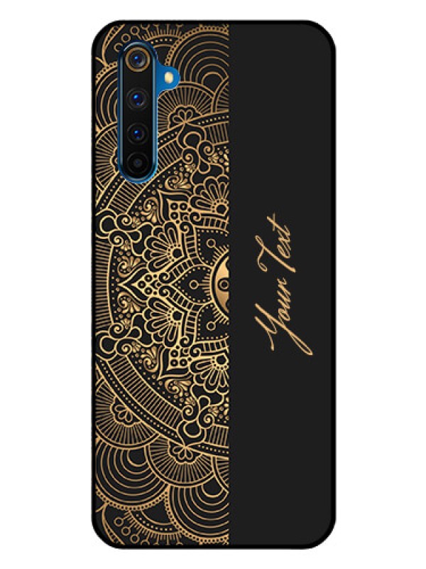Custom Realme 6 Pro Photo Printing on Glass Case - Mandala art with custom text Design