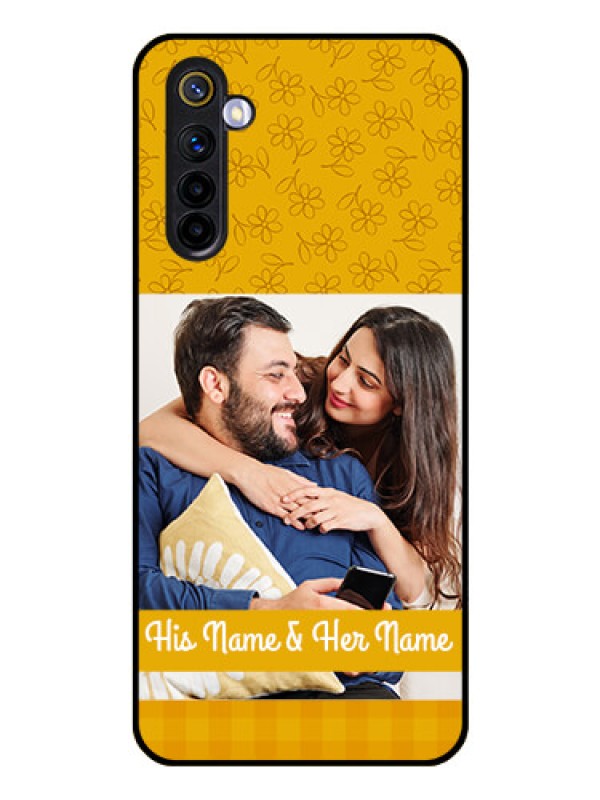 Custom Realme 6 Custom Glass Mobile Case  - Yellow Floral Design
