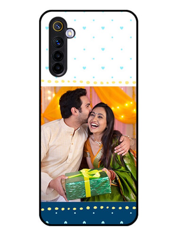 Custom Realme 6 Personalized Glass Phone Case  - White and Blue Abstract Design
