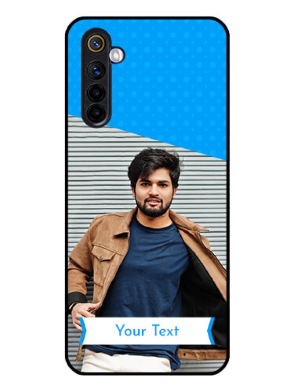Custom Realme 6 Photo Printing on Glass Case  - Simple Blue Color Design