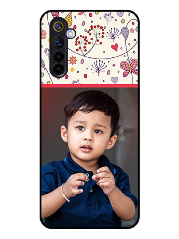 Custom Realme 6 Custom Glass Mobile Case  - Premium Floral Design