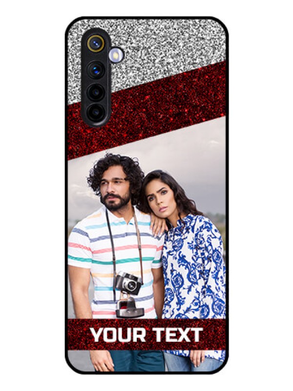 Custom Realme 6 Personalized Glass Phone Case  - Image Holder with Glitter Strip Design