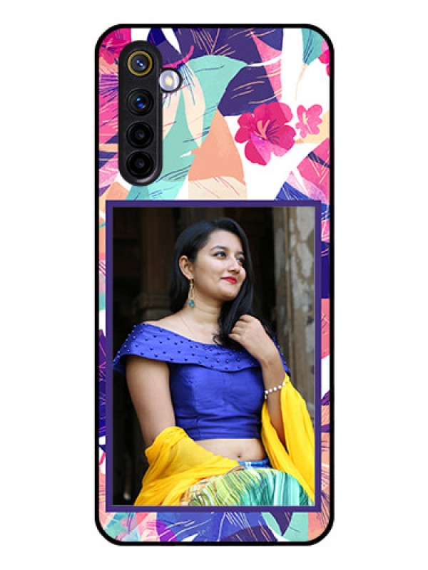 Custom Realme 6 Custom Glass Mobile Case  - Abstract Floral Design
