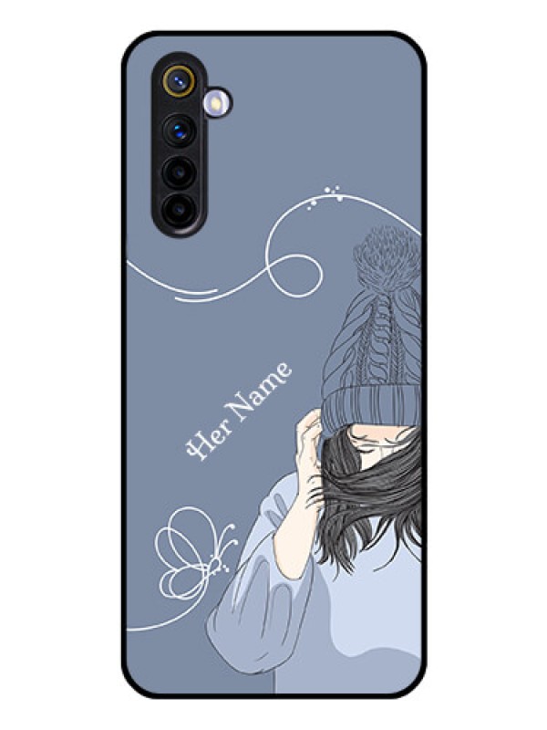 Custom Realme 6 Custom Glass Mobile Case - Girl in winter outfit Design