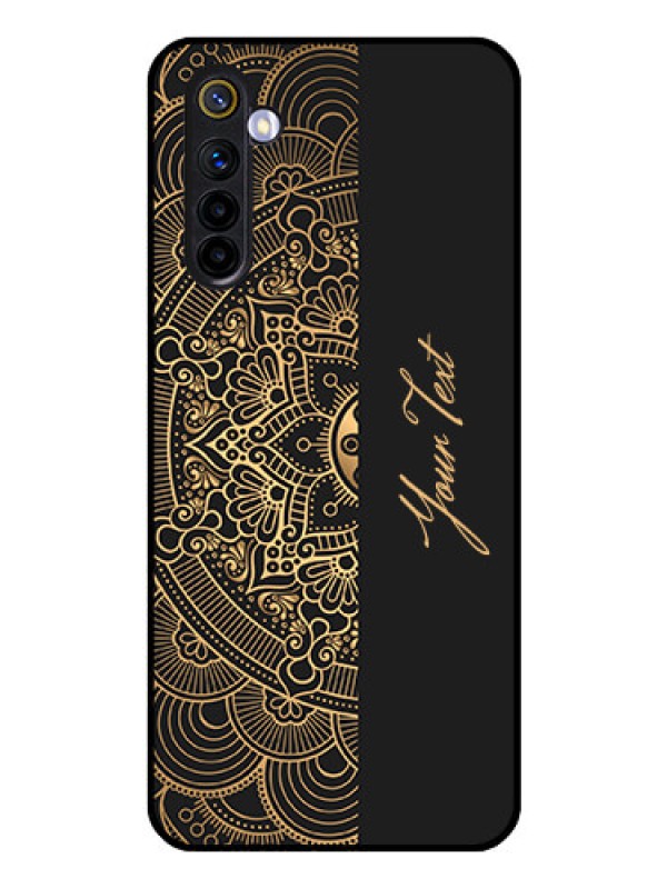 Custom Realme 6 Photo Printing on Glass Case - Mandala art with custom text Design