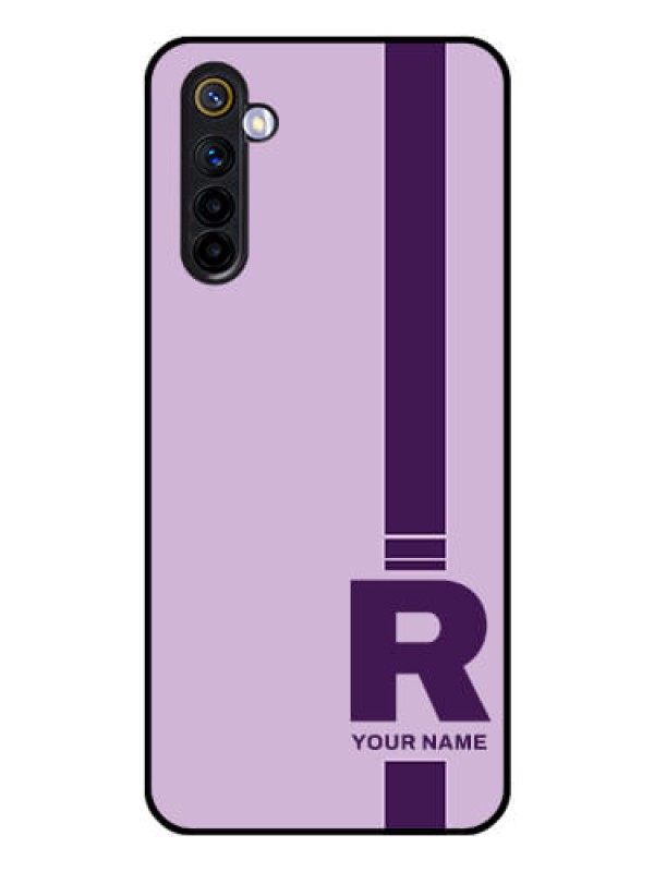 Custom Realme 6 Photo Printing on Glass Case - Simple dual tone stripe with name Design