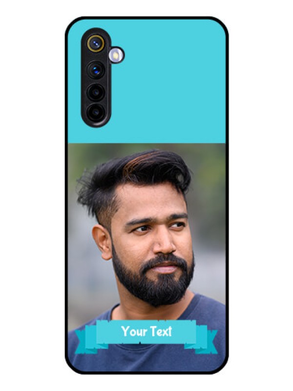 Custom Realme 6i Personalized Glass Phone Case  - Simple Blue Color Design