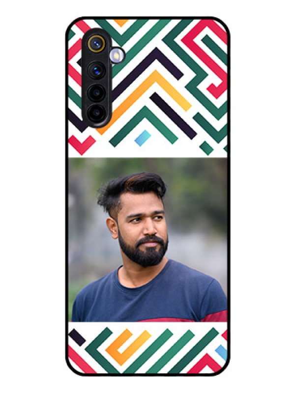 Custom Realme 6i Personalized Glass Phone Case - Colorful Maze Pattern Design