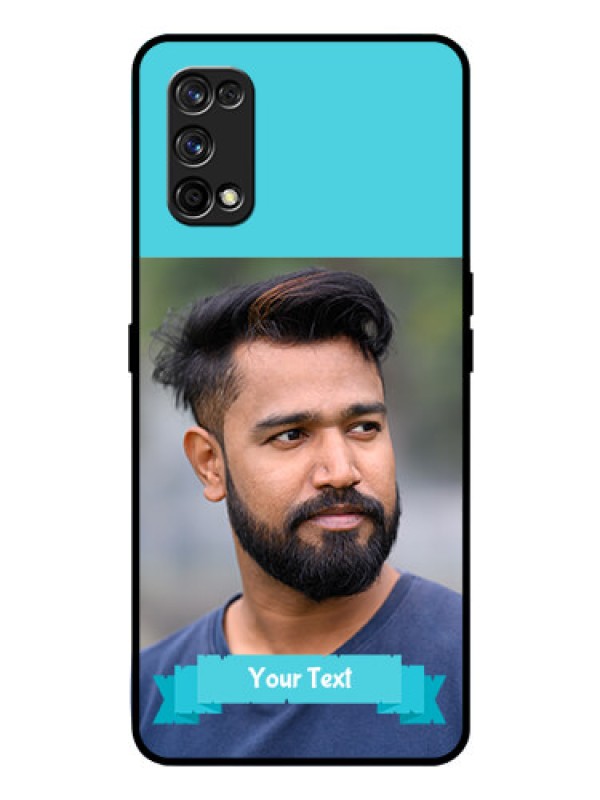 Custom Realme 7 Pro Personalized Glass Phone Case  - Simple Blue Color Design