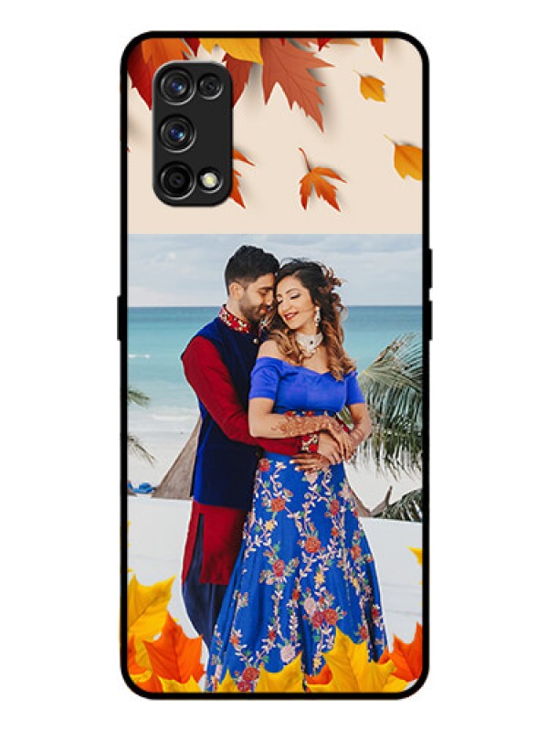 Custom Realme 7 Pro Photo Printing on Glass Case  - Autumn Maple Leaves Design