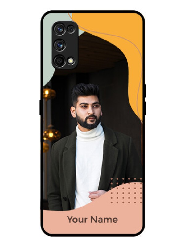 Custom Realme 7 Pro Personalized Glass Phone Case - Tri-coloured overlay design