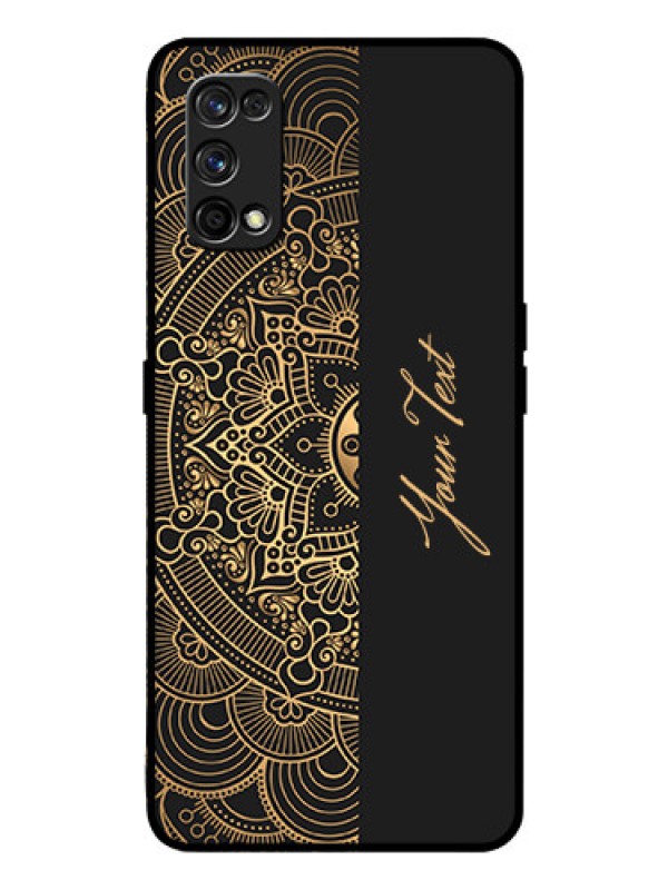 Custom Realme 7 Pro Photo Printing on Glass Case - Mandala art with custom text Design