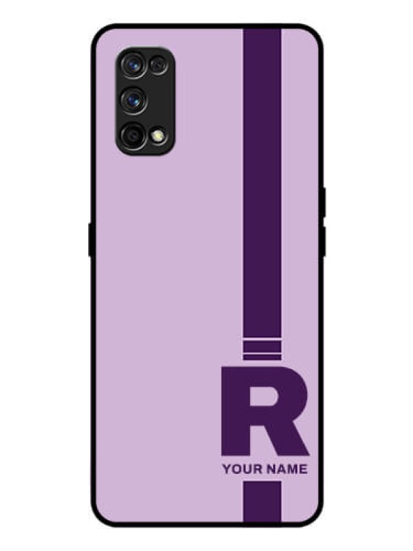 Custom Realme 7 Pro Photo Printing on Glass Case - Simple dual tone stripe with name Design