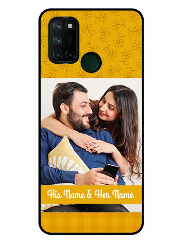 Custom Realme 7I Custom Glass Mobile Case  - Yellow Floral Design