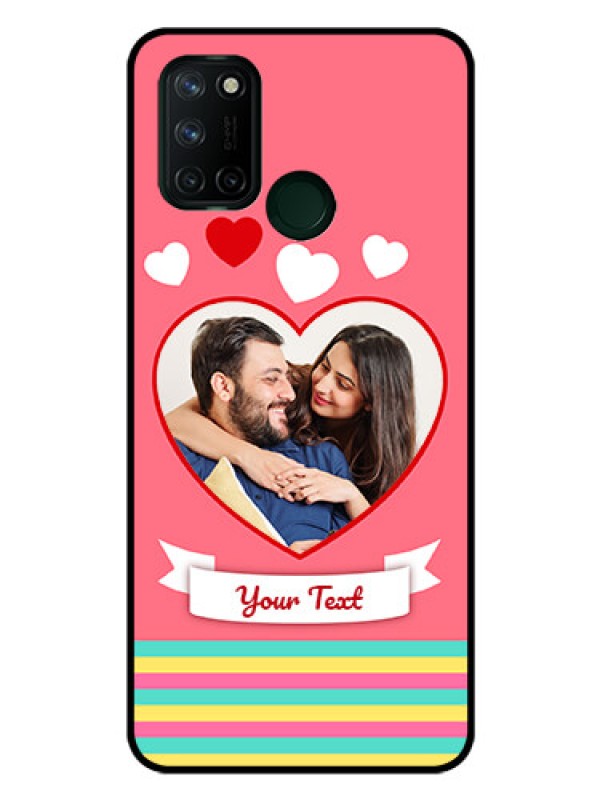 Custom Realme 7I Photo Printing on Glass Case  - Love Doodle Design