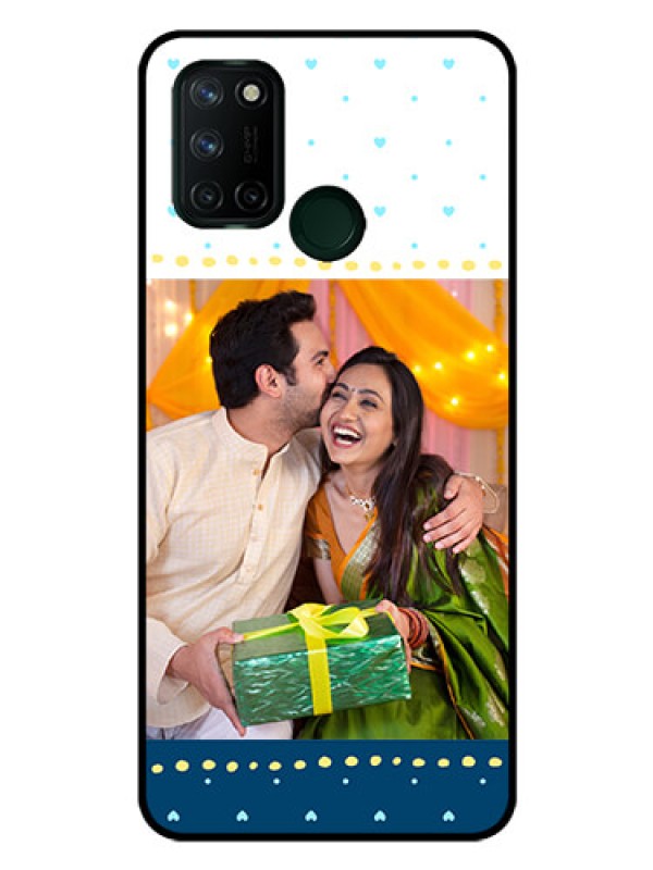 Custom Realme 7I Personalized Glass Phone Case  - White and Blue Abstract Design