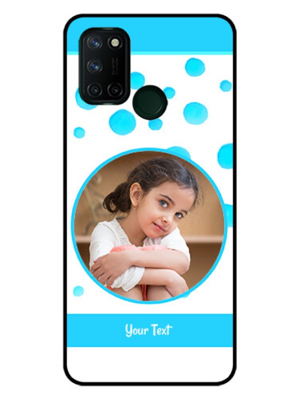 Custom Realme 7I Photo Printing on Glass Case  - Blue Bubbles Pattern Design
