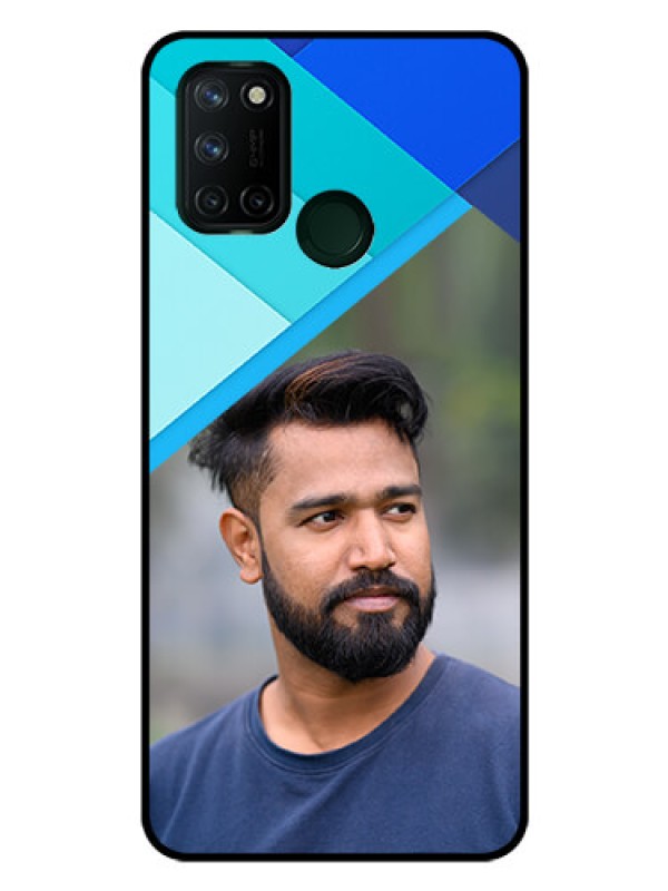 Custom Realme 7I Custom Glass Phone Case  - Blue Pattern Design