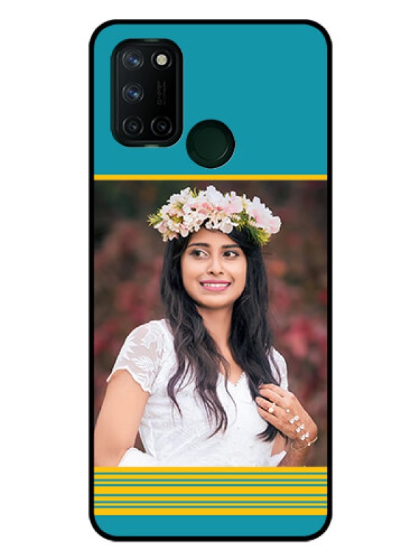 Custom Realme 7I Custom Glass Phone Case  - Yellow & Blue Design 