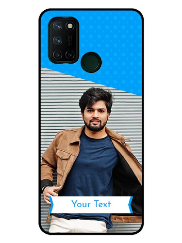 Custom Realme 7I Photo Printing on Glass Case  - Simple Blue Color Design