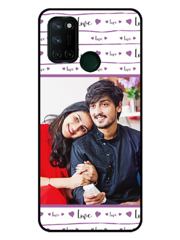 Custom Realme 7I Custom Glass Mobile Case  - Couples Heart Design