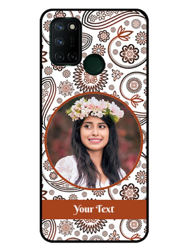 Custom Realme 7I Custom Glass Mobile Case  - Abstract Floral Design 