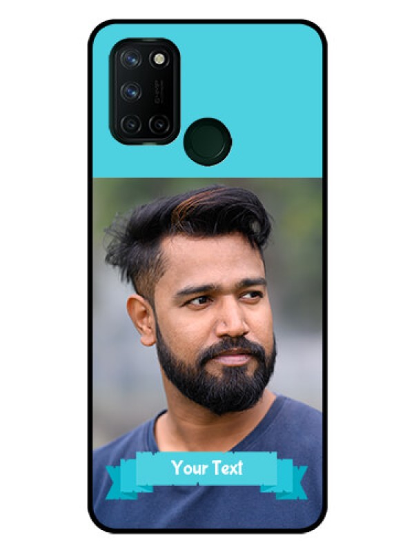 Custom Realme 7I Personalized Glass Phone Case  - Simple Blue Color Design