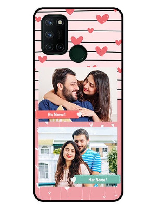Custom Realme 7I Custom Glass Mobile Case  - Photo with Heart Design