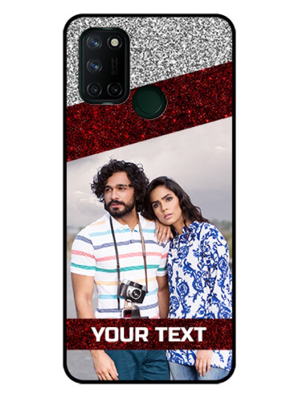 Custom Realme 7I Personalized Glass Phone Case  - Image Holder with Glitter Strip Design
